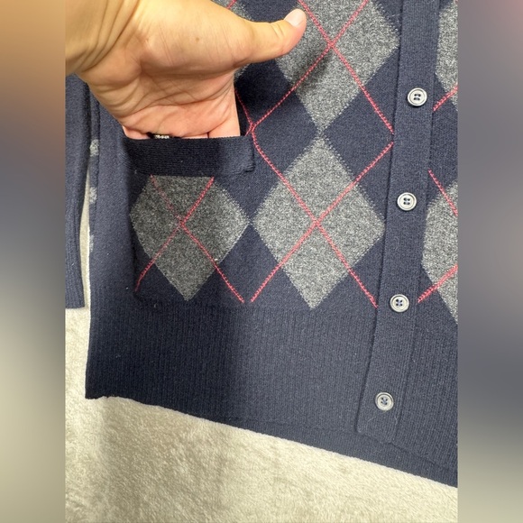Armand Basi Men’s Wool Cashmere Blend Argyle Plaid Knit Faux Cardigan Sweater L - Picture 6 of 16